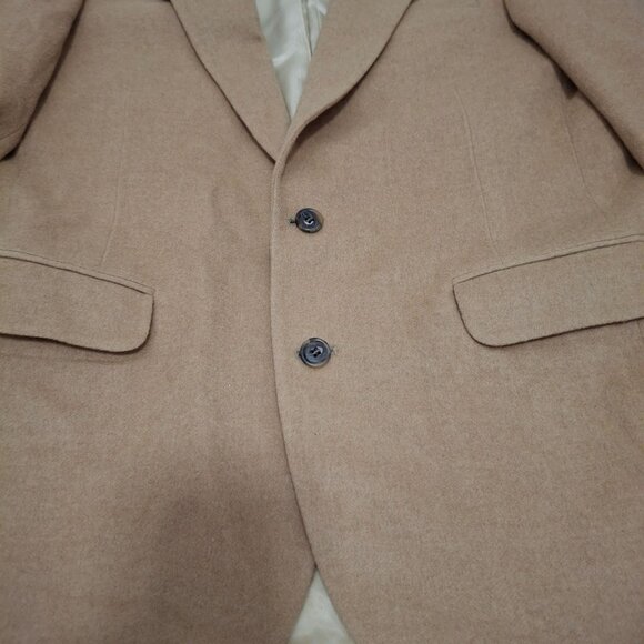 Botany 500 Mens 44R Camel Hair Blazer Jacket Two-Button Beige Made In USA - Picture 4 of 10
